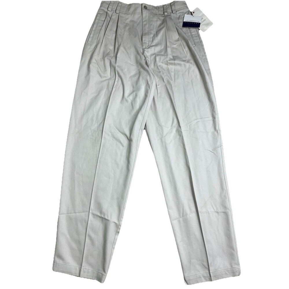NOS 90s Liz Claiborne Lizsport Womens 12 Khaki Pleated High Rise Tapered Pants - Picture 1 of 15
